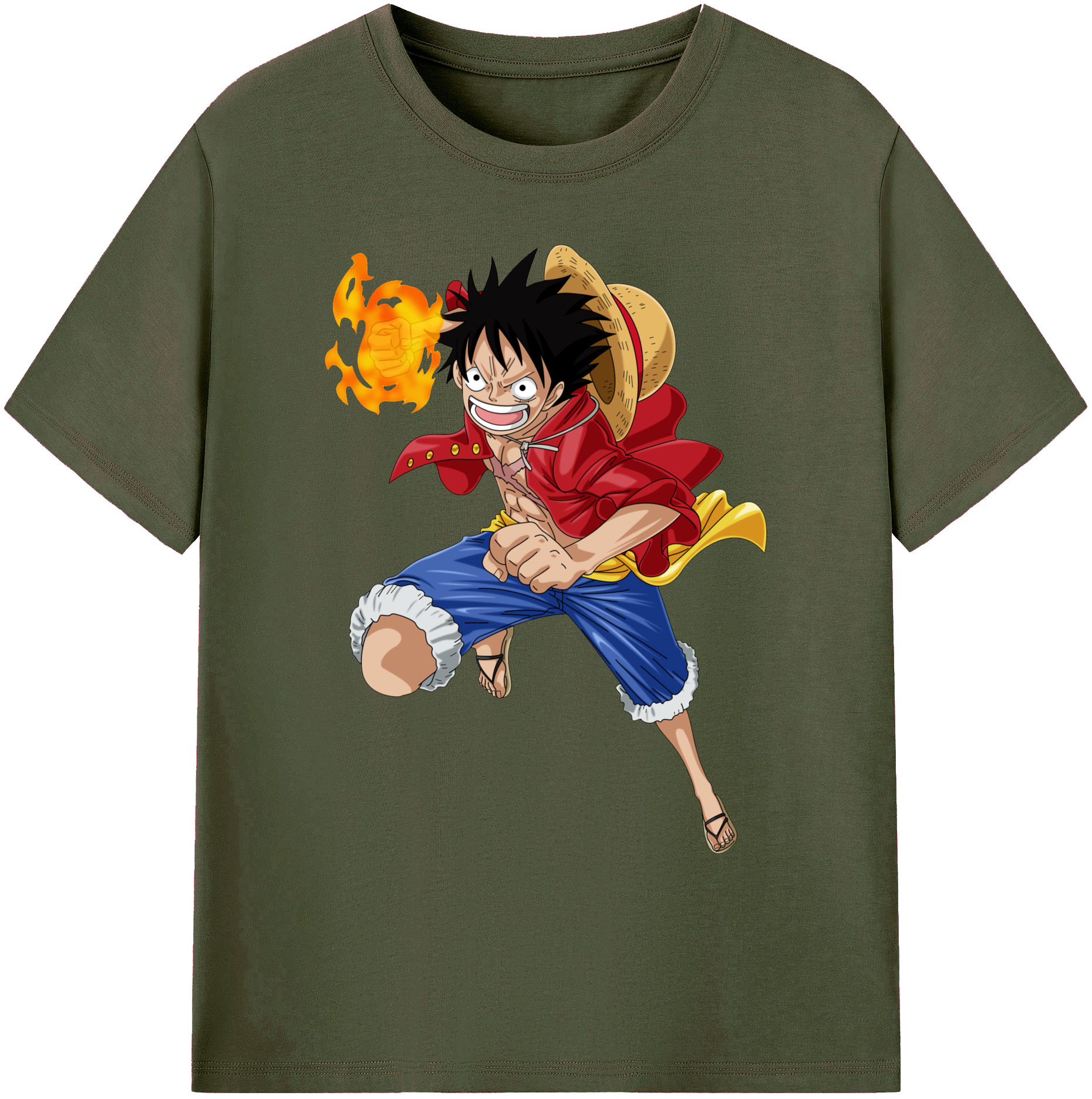 ワンピース モンキー・D・ルフィ ONE PIECE Monkey D. Luffy 綿100％ メンズ半袖Tシャツ｜肌触りやわらか＆通気性